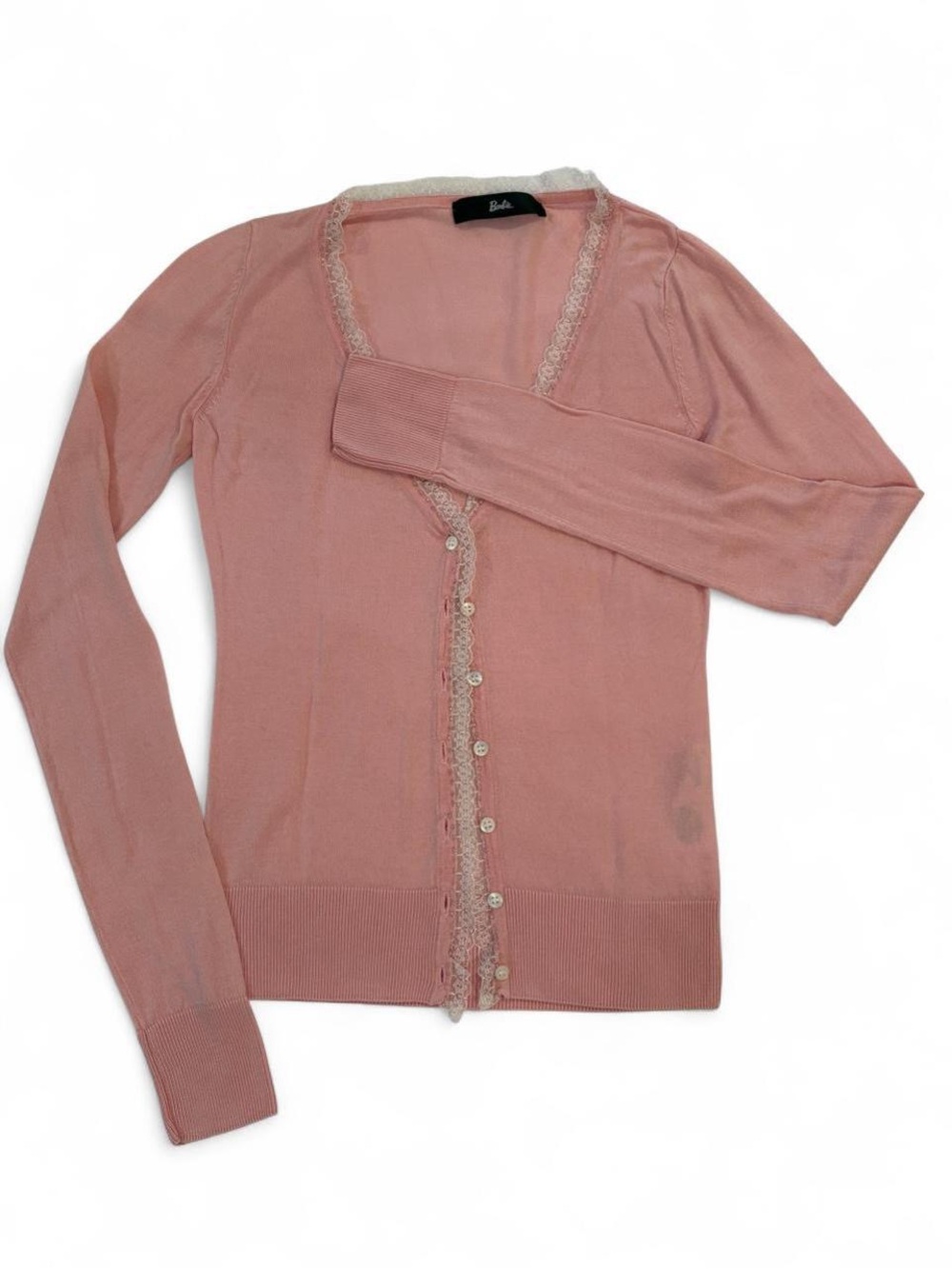 Pink lace trim cardigan